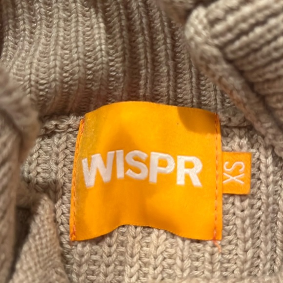 WISPR Ribbed Turtleneck Sweater Tan Beige with Brown Lace Up Stitching XS - Picture 4 of 7